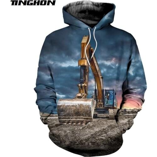 XS-7XL New style Fashion Mens Hoodie 3D printed Excavator Funny Sweatshirt Harajuku streetwear sudadera hombre