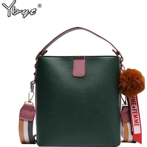 YBYT lychee pattern women bucket bag fashion Wide shoulder strap luxury handbags hotsale female shoulder crossbody messenger bag