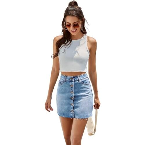 New Fashion 2021 Women Denim Jeans Blue Skirts A Line Mini Skirt Korean Fashion Clothing OL Skirts for Women