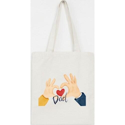 Heart Gesture Women Canvas Foldable Shopping Bag Cartoon Cotton Bag Female Handbags Bolsa Feminina Tote Shoulder Shopper Bag