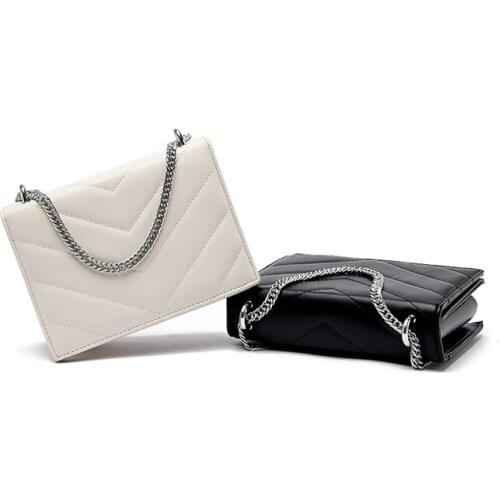 PU womens shoulder bag metal chain waterproof high quality Messenger bag 2019 new discount durable ladies shopping handle bags