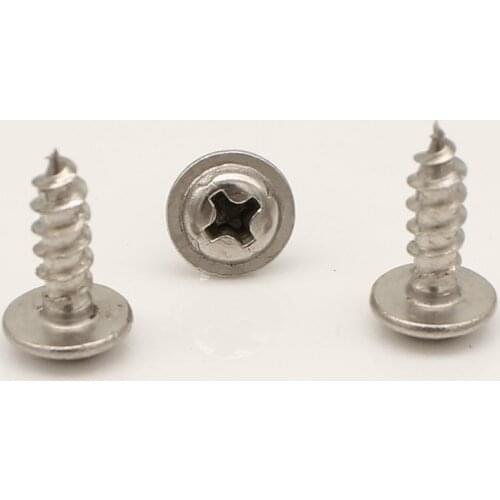 100Pcs M2 M2.5 M3 Iron plated nickel Steel Round Washer Head Phillips Pan Head Self-tapping Screw