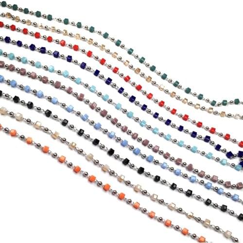 2020 Crystal handmade copper chain faced scattered Beads Cube shape Chains Making for Jewelry DIY Necklace Bracelet Accessories