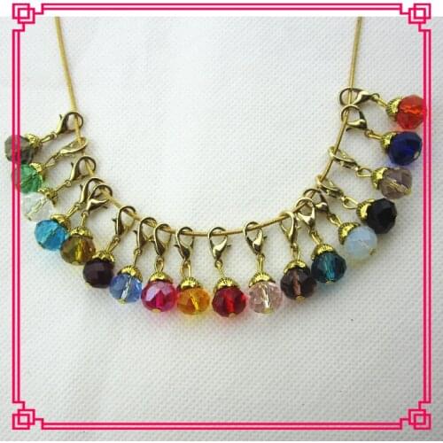 36pcs/lot mix 18 color rhinestone crystal lobster clasp hanging dangle charms pendant/bracelet accessories charms diy jewelry