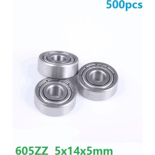 500pcs 605ZZ 605Z 605 Z ZZ 5*14*5mm shielded Deep Groove Ball bearing Miniature Mini for 3D printer parts 5x14x5mm