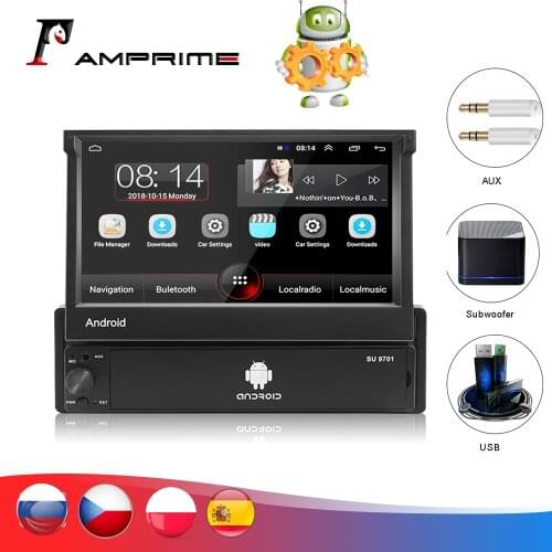 AMPrime 1 Din Android 8.1 Car radio 7" Car Multimedia Player Autoradio Bluetooth Audio Stereo GPS WiFi Mirrorlink Tape Car Radio