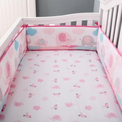 Baby Crib Bumper For Newborns Soft Cotton Bed Bumper Cartoon Print 4 Pieces Surrounding Crib Baby Room Decoration Infant Cot