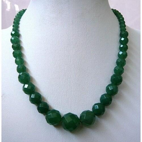 Free Shipping 6-14mm Faceted Natural Emerald Beads Necklace 18"