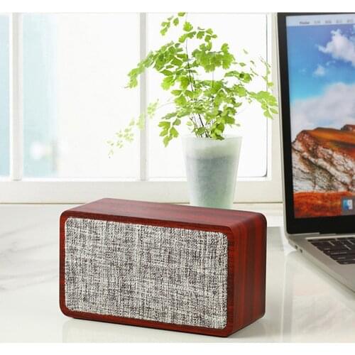 Wireless Bluetooth Speaker With Fixed Feet Portable Home Stereo Wood Cloth Heavy Bass USB Subwoofer