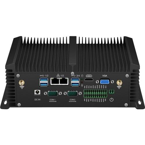 Fanless Industrial Mini PC Inte Core i5 8250U i7 7500U 2*RS232/422/485 8*USB 2*LAN HDMI VGA GPIO 2*DDR4 4G LTE WiFi Windows 10