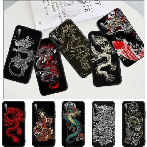 2021 Creative Design Chinese Dragon Black Rubber Cell Phone Cover For Honor 7A Pro 7C 10i 8A 8X 8S 8 9 10 20 Lite Case