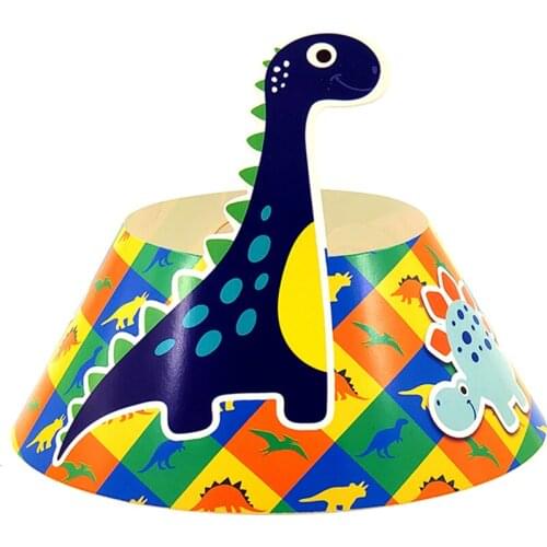 Party supplies 8PCS for kids children 2019 New Dinosaur Cute Dino theme decoration birthday cap hat with elastic band