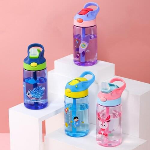 Fashion Brand Childrens Straw Cup Plastic Water Bottles Baby Cartoon Ncreative Student Kettle Water Bottles School Kids