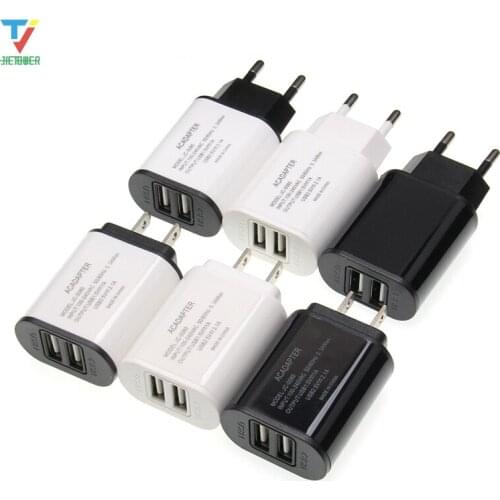 50pcs/lot Travel Wall Charger 2USB EU/US Plug Smart Mobile Phone Charger for Iphone/LG Mobile Phone Adapter Portable USB Charge