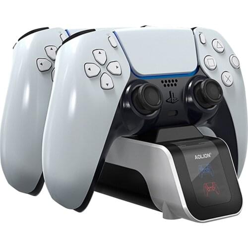 Besegad Dual Fast Charging Dock Station Stand Charger with Type-C Cable Overcharge Protection for Playstation 5 PS5 Controller