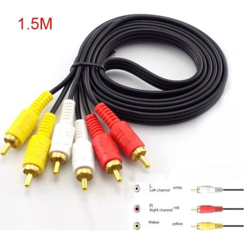3 RCA Male to 3 RCA Male Jack Plug Music Audio Video AV Connector Cable 3X RCA Retail Cord for TV Sound Speakers 1.5M H10