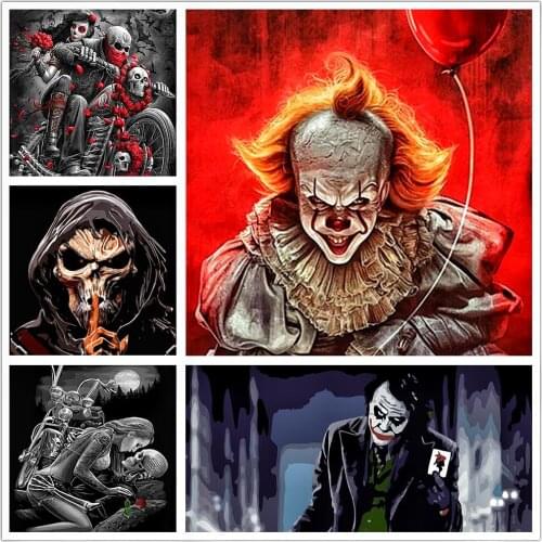 Painting By Number 40x50 50x65cm Red Balloon Clown Figure DIY Wall Art Gift DIY Pictures By Numbers Canvas Kits Home Decoration