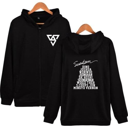 SEVENTEEN kpop fashion hip hop zipper men/women hoodies jacket casual zip up long sleeve unisex harajuku hooded sweatshirts tops