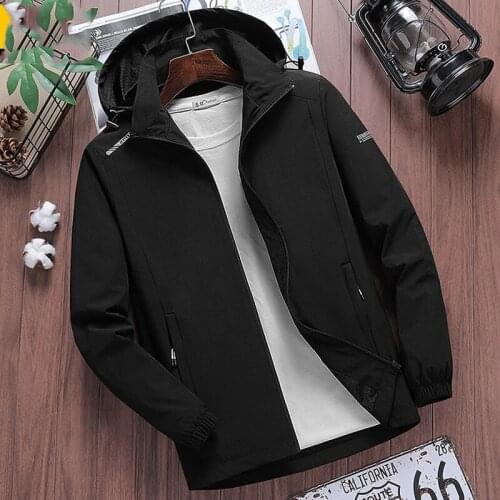 Plus SizeL-8XL Mens Jackets Hooded Cardigan Coat Outdoor Sportswear Hiking Fishing Camping Cycling Windbreaker Tactical Chaqueta