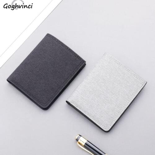 Men Wallets Solid Simple Canvas Coin Cards Bag Ultra-thin Mini Folding Money Purses Leisure Business Portable Short Wallet New