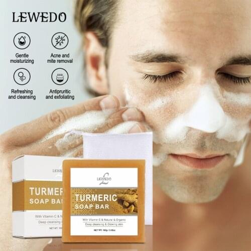 Lewedo Face Washing Soap Turmeric Moisturizing Soaps Anti-itch Acne Treatment Oil-control Cleaning Facial Soap Skin Care