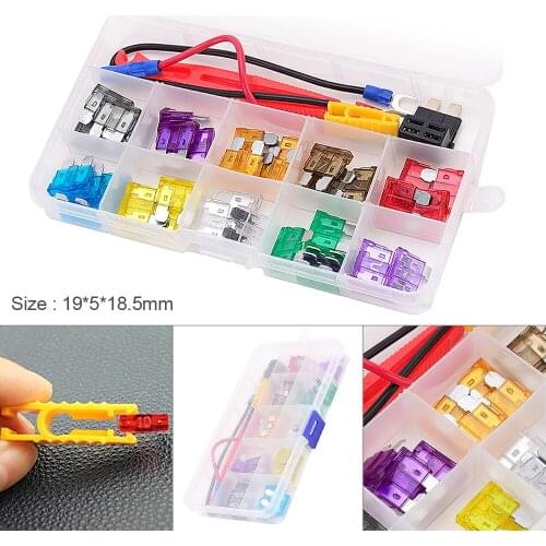 40pcs/set Profile Medium Size Blade Type Car Fuse Assortment 2/3/5/7.5/10/15/20/25/30/35A Fuse Set Auto Car Truck with Box Clip