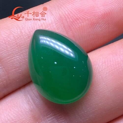 Natural green agate pear shape cabochon flat back loose gemstone