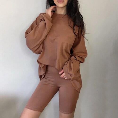 New Women Casual Tracksuit Two Piece Set With Belt 2020 Home Loose Sports Leggings Shorts Set Fashion Solid 2 Pieces Outfits