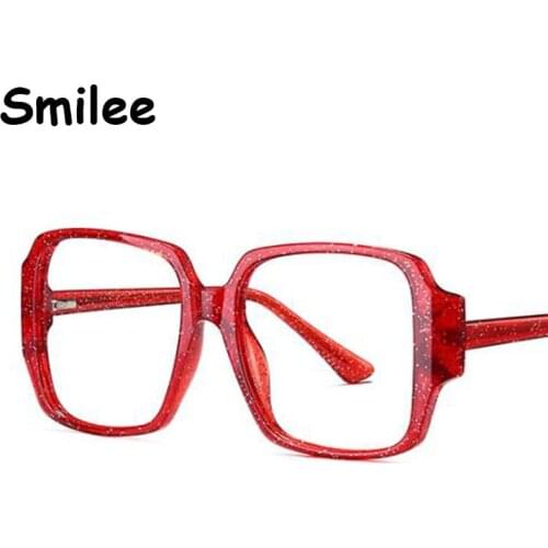 2020 New Glitter Transparent Red Anti Blue Light Blocking Glasses original design Optical Square Eyeglasses Frame Unisex Eyewear