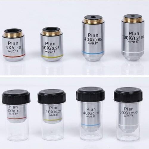 Professional 4X 10X 20X 40X 60X 100X Achromatic Plan Infinity Objective Lens 195mm Biological Microscope Objective Lens