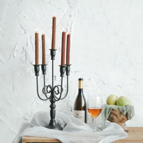 Retro Metal Candelabra European Romantic Valentines Day Candle Holder Dinner Iron Vintage CandlestickNordic Home Decor AA60ZT