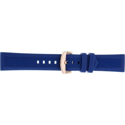 19-24mm Width Blue Silicone Watch Strap Wateroof Replacement Wristband with Rose