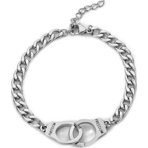 316L Stainless Steel Sculpture Fasten Firmly Friendom Charms Thick Chain Bracelets For Women Fashion Trend Fine Jewelry Gift