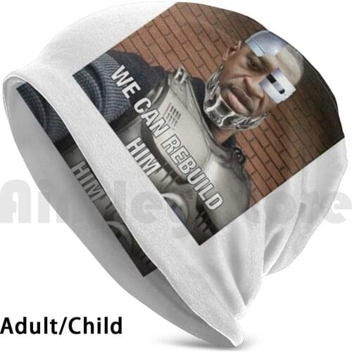 We Can Rebuild Him Beanies Knit Hat Hip Hop Ifunny Rebuild George Meme Robocop Robot Black Cyborg