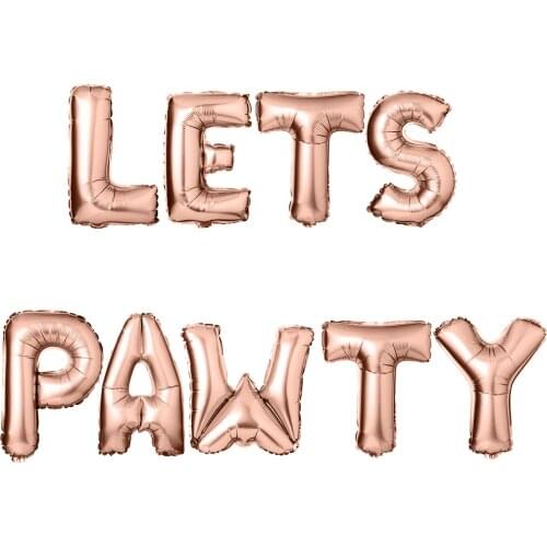 9pcs 16'' Foil Balloons Cute Letter LETS PAWTY Party Balloon Decor Balloon for Pet Dogs Cats Birthday Party Decoration