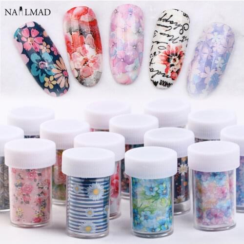 1pc 100*4cm Flower Design Nail Art Foil Transfer Stickers Nail Decals Nail Holographic Rose Daisy Decals