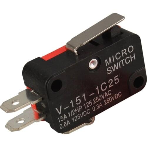 【10pcs】V-151-1C25 Lever Arm SPDT 1NO 1NC Micro Switch 3 Terminals Momentary