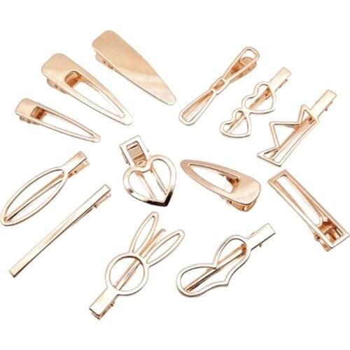 10pcs Wholesale Heart Crown Hair Claws Girls Barrettes Gold Metal Aligator Clip Hairpin for DIY Headwear Crafts Accessories