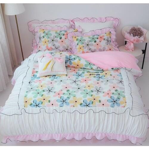 2020 Winter Coral Velvet Duvet Cover Princess Style Bedding Sets Lace Bedskirt Pillowcases 4pcs For Girls