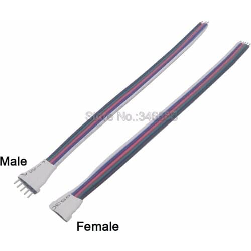 5pcs/lot 5pin RGBW LED Strip Connector Male or Female RGBW Connector with 15cm Cable Wire for RGBW RGBWW LED Strip