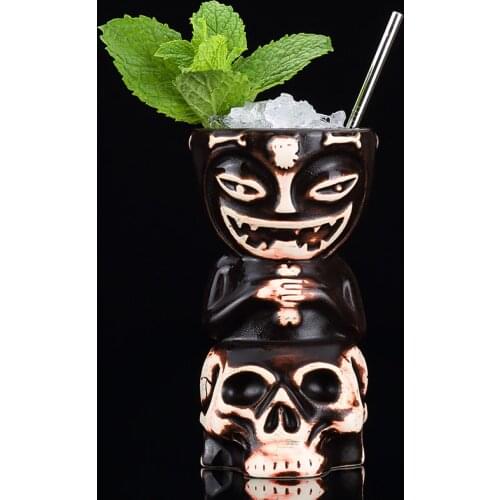 550ml Skull Doll Tiki Mug Cocktail Cup Beer Wine Mug Ceramic Tiki Mugs Art Crafts Creative Hawaii Mugs