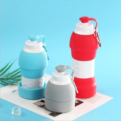 580ML Portable Silicone Soft Water Bottle Folding Collapsible Sport Drink Kettle for Outdoor Traveling Mountaineering Running
