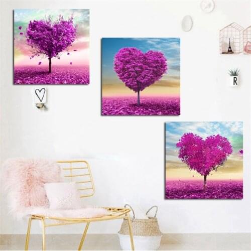 Purple Flower Love Heart tree diy Diamond Painting diamond mosaic full square drill diamond embroidery cross stitch home decor