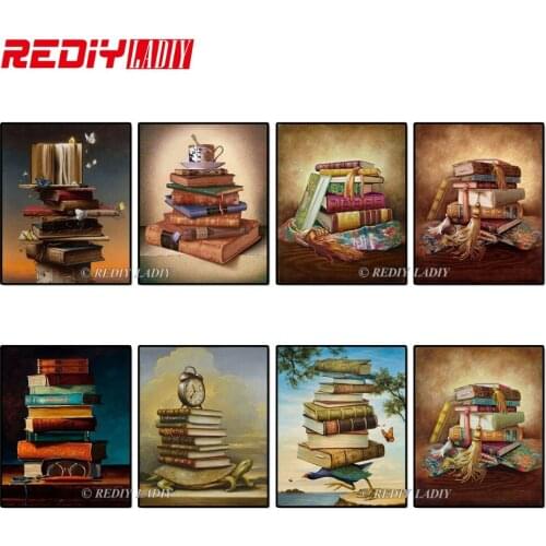 REDIY LADIY Diamond Embroidery Still Life Books Diamond Painting Cross Stitch Picture of Rhinestones Full Square Diamond Mosaic