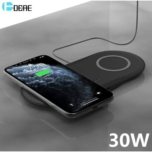 30W Dual Seat Qi Wireless Charger 2 in 1 Fast Charging Dock for iPhone 12 11 Pro XS MAX XR X 8 Samsung S20 S10E S9 Dual 15W Pad