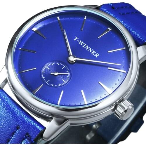 Mechanical Watch Men Minimalist Mens Watches Top Brand Luxury Working Sub-dial Leather Strap WINNER Wristwatch horloges mannen