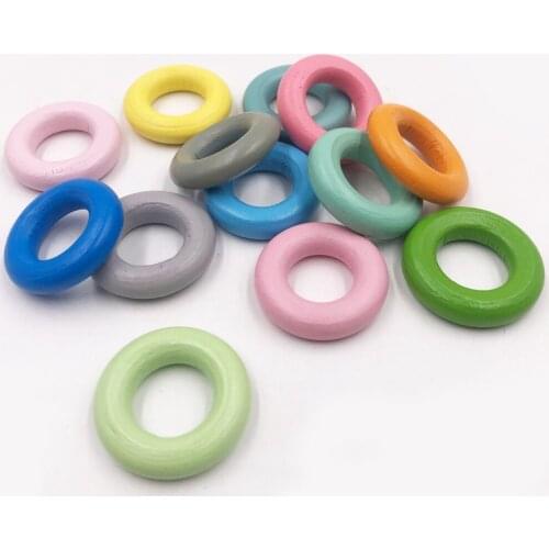 DIY Wooden Color Rings 25mm Circles Beads Colorful Random Natural Wood rings Eco-Friendly Connectors Wood Ornament Bird Toys