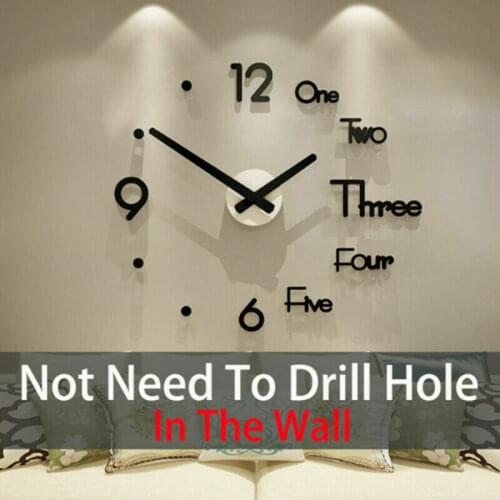 Home 40cm 3D Wall Clock Self-adhesive Wall Sticker Modern Large Wall Watch Creative Acrylic Mirror Clock Wall Art Decal Quartz