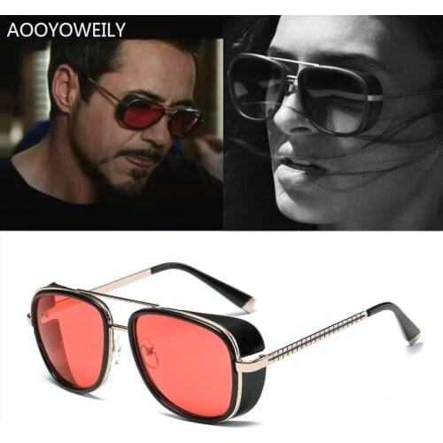 Classic Vintage Steampunk Glasses Iron Man 3 Tony Stark Square Sunglasses Men Women Designer Sun Glasses Mens Windproof Goggles