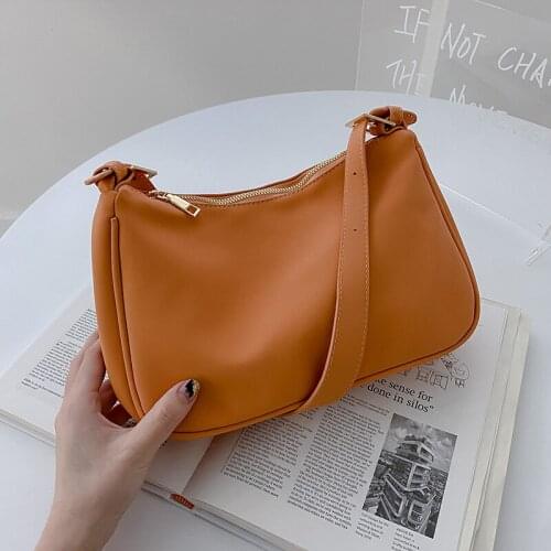 Korean Simple Zipper Solid Handbags for Women Tote 2021 New Fashion Small Underarm Shoulder Crossbody Bag Womens Totes Wild